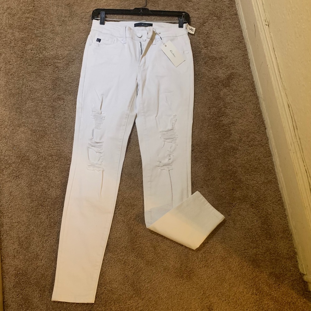 Ladies ripped White Denim Jeans Size 5
